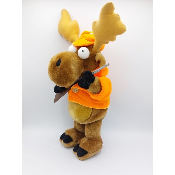 Plush Hunter Moose with Gun Rifle Plush Crosshairs 2001 17" Tall - Picture 9 of 9